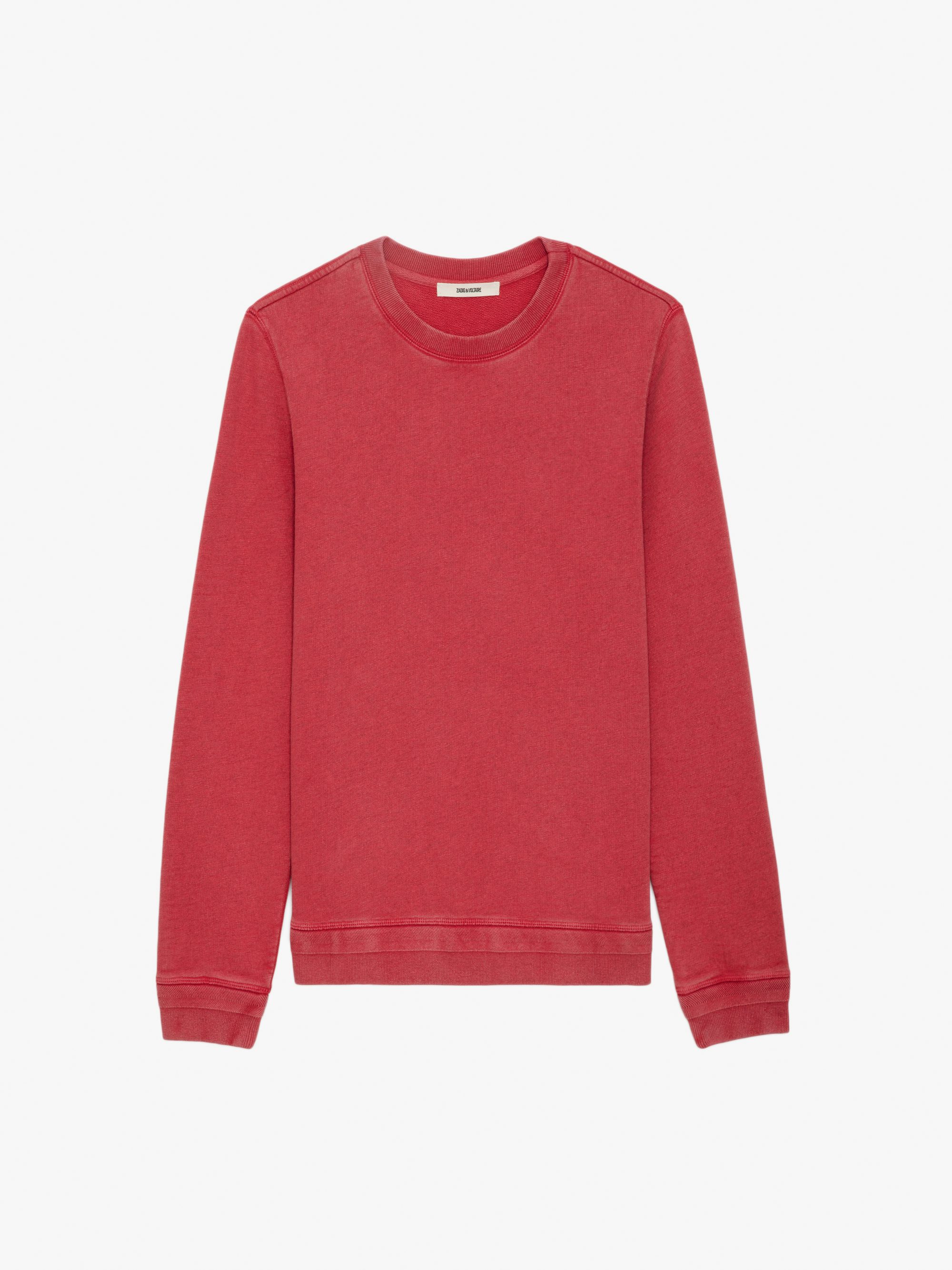 Sudadera Stony - Sudadera de algodón ecológico de color rosa de manga larga, con poema bordado en la espalda.